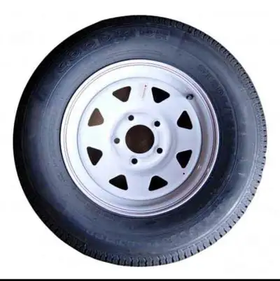Goodride ST205-75-R15 Load Range C mounted on a 15" White Spoke Wheel + HST ...