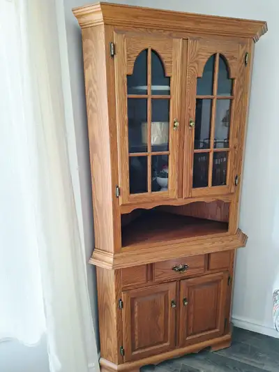 Corner Cabinet--Sturdy and Classic Design-$185 or best offer, View more