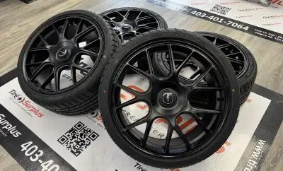 SUPER SPEED RF01 Staggered Rims & Tires - Fits BMW Cars, KIA Stinger, Hyundai Genesis Staggered Setu...