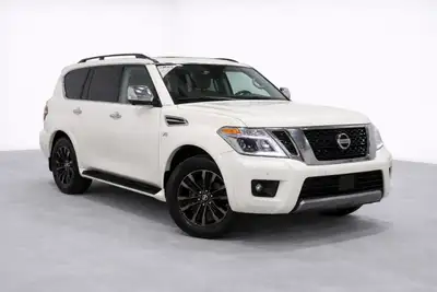 The 2020 Nissan Armada Platinum, outfitted in Arctic White, combines robust 4x4 capability with a so...