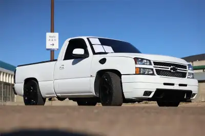 This 2007 Chevrolet Silverado 1500 LT is a regular-cab pickup that was modified with an On3 Performa...