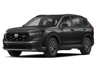 The 2026 Honda CR-V Hybrid TrailSport AWD, in a striking black exterior and a matching black interio...