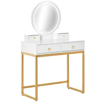 Makeup Vanity Table Set with 3-Color Touch Screen Dimmable Light, View more