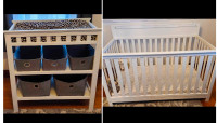 Crib and change table set with mattress and change pad