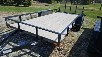 Width: 7' Length: 16' Height: 12in. Sides GVWR: 3175KG/7000LBS Axle Type: Tandem Frame: Steel Tire S...