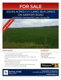205.84 ACRES (+/-) LAND, BUILDINGS ON AIRPORT ROAD
