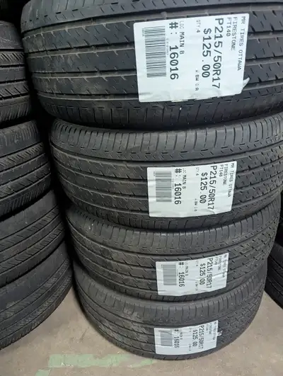 SET OF 4X P215/50R17 215/50/17 FIRESTONE FT140 (ALL SEASON) TAG # 16016 Used tires in excellent Cond...