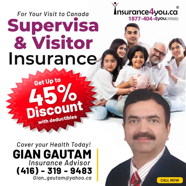 UP TO 45 % DISCOUNT ON SUPERVISA VISITORS INSURANCE-MONTHLY OPNS