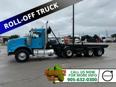 Triaxle Roll-Off Truck with 26FT Roll-Off, Tarp, Rear Stabilizer,Pintle Hook,Air to Rear,,Steerable...