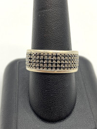 14KT White Gold Enhanced Black 72 Diamonds Cluster Band $1950