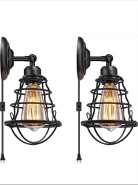 Plug in Wall Sconces, Industrial Wall Lamp with 5.9ft Plug in Co