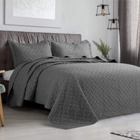 NEW 3 PIECE QUILT SET MICROFIBER BASKETWEAVE PATTERN BED SPREAD Calgary Alberta Preview