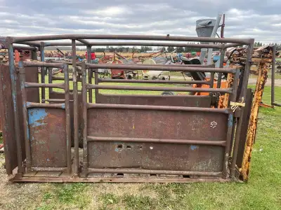 Welcome to Stoneage Equipment Selling Cattle Squeeze Chute With Head Gate.