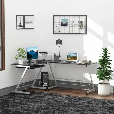 *BNIB!* HOMCOM L-Shaped Computer Desk, Corner Table... LOT# 1834, View more