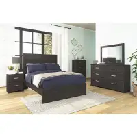 $1149 XLNC FURNITURE queen bed set dresser, mirror and ns
