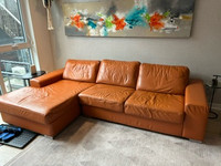 Rawhide Orange Leather Sectional Orig. $8000, and chair!