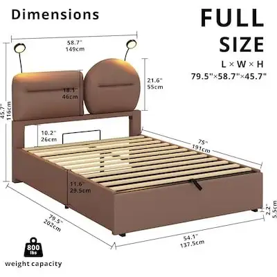 BRAND NEW - Likimio Brown Full Bed Frame with Lift Up Storage..., View more
