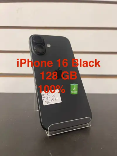 iPhone 16 Black 128 GB 100% Battery Health Excellent Condition, View more