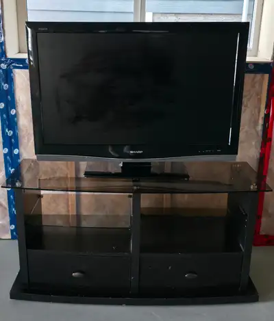 Glass and wood TV stand, View more