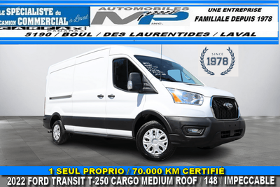 2022 Ford Transit Cargo Van 2022 FORD TRANSIT T-250 CARGO MEDIUM ROOF 148WB / 1 SEUL PROPRIO / 70.00...