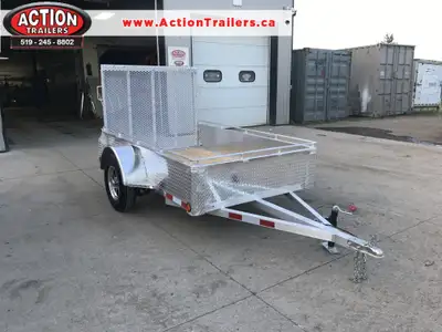 ACTION SERIES 5 X 8 ALL ALUMINUM UTILITY TRAILER WITH SOLID ALUMINUM SIDES AND TOP TIE DOWN RAIL (CO...