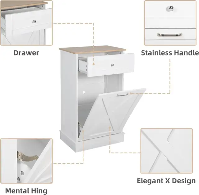 Puluomise Tilt Out Trash CabineWooden Recycling Tr... BNIB LOT#62863283585155123