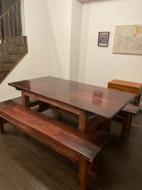 Dining table with matching bench 72 by 36