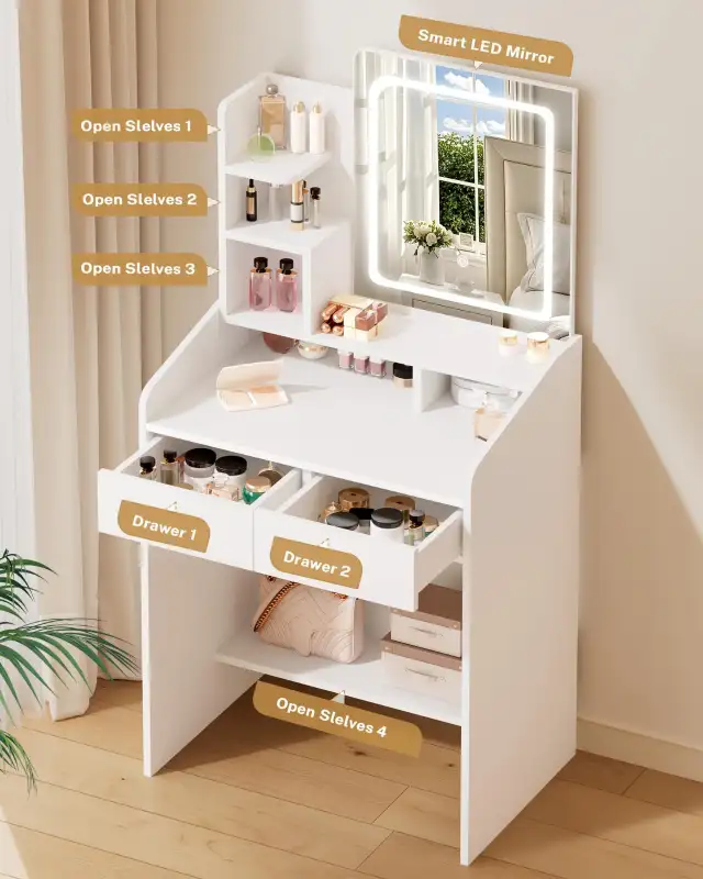 BRAND NEW - Small Vanity Desk Set with Square Mirror and Light.. in Dressers & Wardrobes in Oakville / Halton Region - Image 4