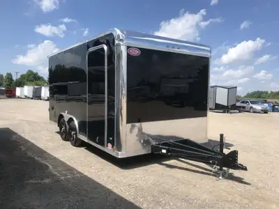 IRON SERIES 8.5' X 16' CARGO/ AUTO HAULER TRAILER WITH 7,000LB GVWR, BARN DOORS AND SPOILER! The Iro...