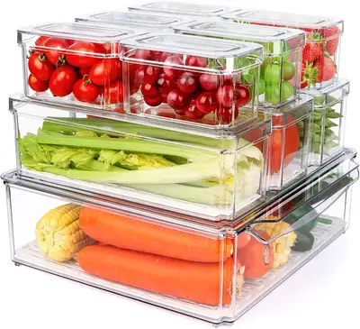 NEW 10 PACK REFRIGERATOR PANTRY ORGANIZER BINS S1261, View more