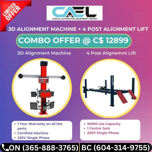 3D alignment machine + 4 Post alignment car lift / car hoist in Other Parts & Accessories in Moncton