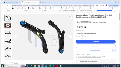 J'ai différentes pièces de Fiat 500 pour année 2012 à 2017 Chaque items disponibles est indiqué avec...