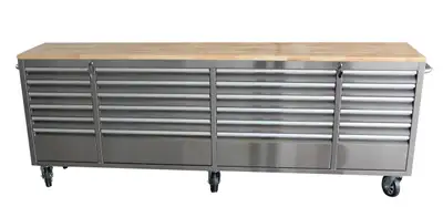NEW 24 DRAWER 8 FT STAINLESS STEEL TOOL BENCH 2496PC HTC9624, View more