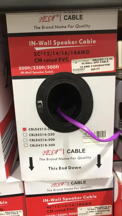 IN WALL SPEAKER CABLE 12 AWG 2 CONDUCTOR 200FT, View more