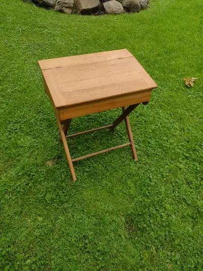 Antique folding wood child's desk, View more