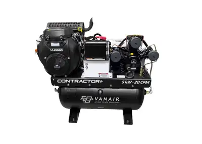 Vanair Contractor Reciprocating Air Compressor Generator, 14 Hp Kohler Gas Engine, 20 CFM (Max PSI 1...