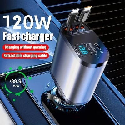 4-in-1 Retractable Car Charger, View more