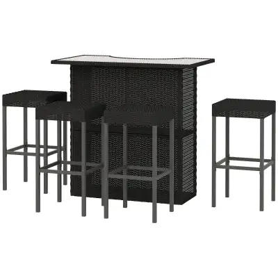 5 Pieces Patio Bar Set, Outdoor PE Rattan Wicker High Top Outdoo, View more