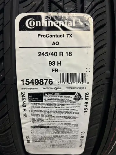 These are NEW Continental ProContact TX Top Line All Season Tires. $70 Mail in Rebate with The Purch...
