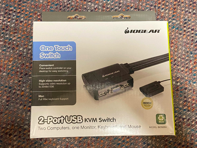 Brand New IOGEAR GCS22U 2-Port USB KVM Switch with Cables in Cables & Connectors in City of Toronto
