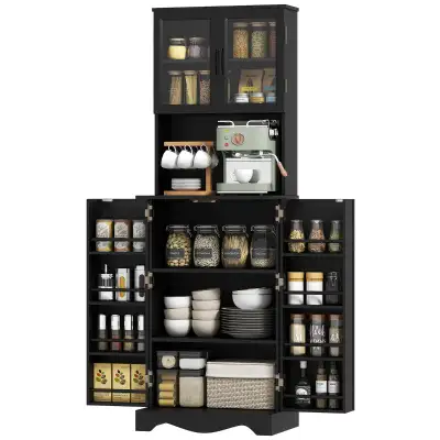 71" Kitchen Pantry Cabinet, Freestanding Kitchen Hutch with 8 Do, View more