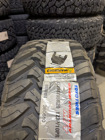 Tire Specifications (Set of 4) Size: LT295/55R20 Model: Toyo Open Country M/T Load/Ply: 123/120P Loa...