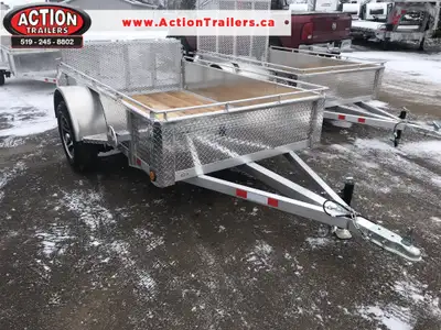 ACTION SERIES 5 X 8 ALUMINUM UTILITY TRAILER WITH SOLID ALUMINUM SIDES AND TOP TIE DOWN RAIL (COMES...