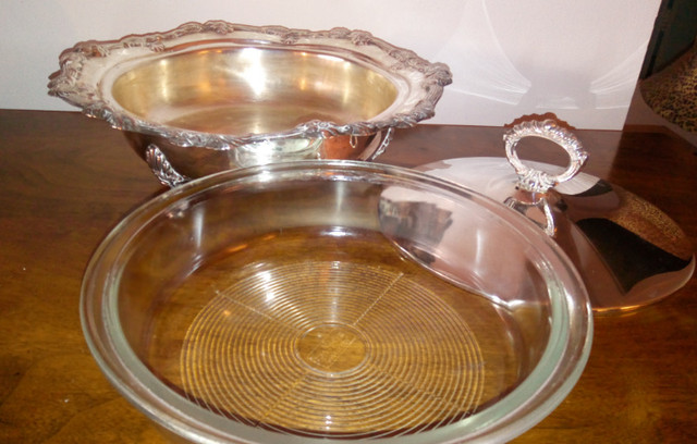 VINTAGE SILVER PLATED COVERED SERVING DISH, ORNATE LEGS in Kitchen & Dining Wares in City of Toronto