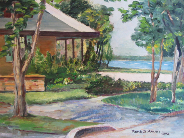 Vintage Oil Painting On Canvas, West Island House, Signed/Dated dans Art et objets de collection  à Ouest de l’Île - Image 3