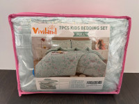 7 PCS Kids Full  Butterfly Comforter Set for Girls