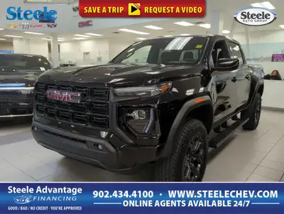 Our 2025 GMC Canyon Elevation Crew Cab 4X4 is ready for action with rugged capability in Onyx Black!...