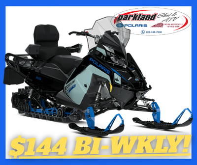 PAYMENTS LOW AS $144 BIWKLY! 2026 POLARIS 650 Voyageur Adventure Ultimate 155 2.0, BLACK - DUSK GRAY...