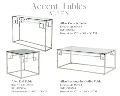 Stunning fresh new Designer Table sets by Ashley Signature, Starting at $149 please see pics, websit...