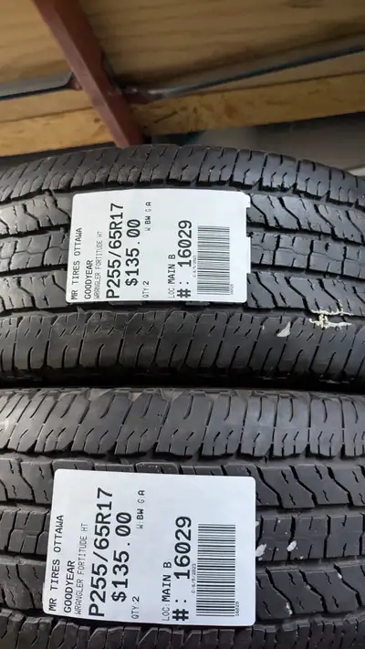 PAIR OF 2X GOODYEAR WRANGLER FORTITUDE HT TAG # 16029 Size: 255/65/17 255/65/17 Excellent condition...